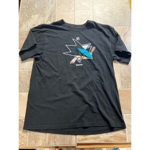 Reebok San‎ Jose Sharks NHL Hockey Team Graphic T Shirt Black Size Large